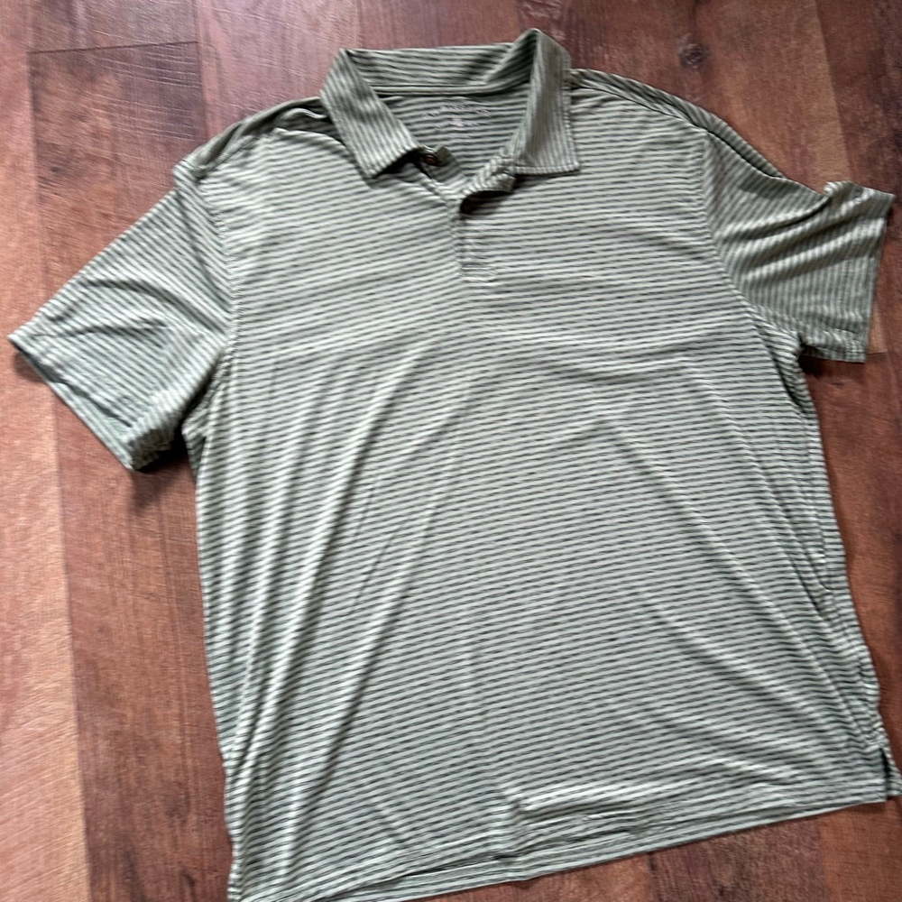 Men's G.H. Bass & Co. Green White Striped Polo Shirt XL